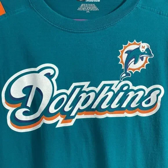Miami Dolphins NFL Team Apparel Long Sleeve Shirt 2XL Teal Orange Football Fan - Picture 7 of 13